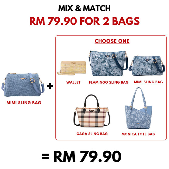 MIMI SLING BAG - RATTAN CB, DENIM BLUE
